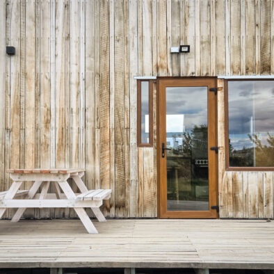 Exterior terrace and picnic table at Casa Lenga, Puerto Natales, Patagonia