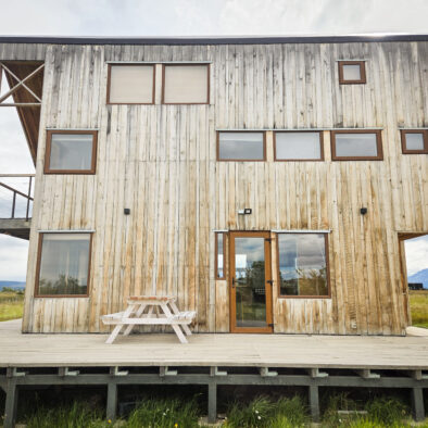 Exterior terrace and picnic table at Casa Lenga, Puerto Natales, Patagonia
